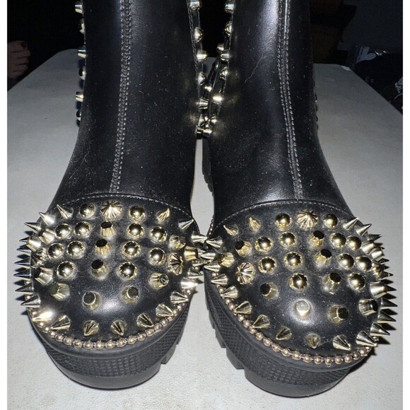 Cape Robbin Boots Womens Sz 7 Gold Spiky Black Pull-on Platform Ankle Chunky New - Picture 2 of 9